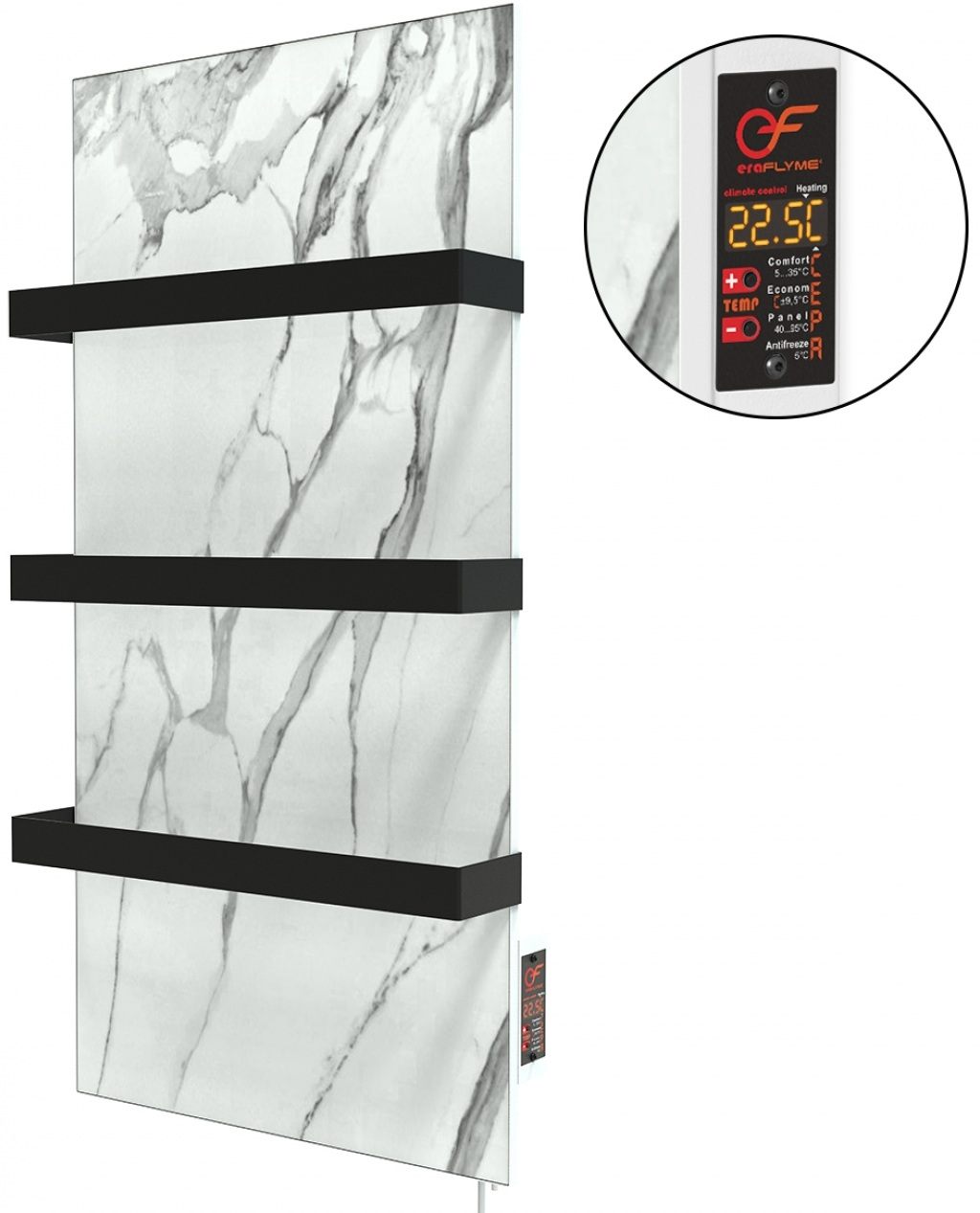Рушникосушка Flyme 400TW(3) білий камінь із чорними дужками
