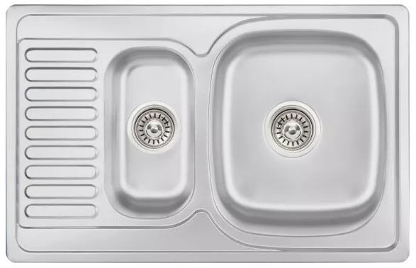 Кухонна мийка Wezer 7850(08) 780x500x180 мм, 2 чаши + сифон, Satin