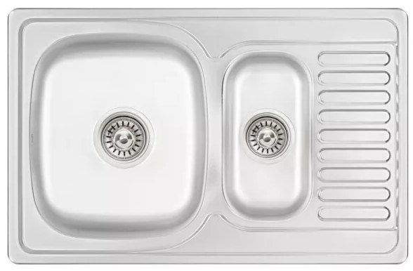 Кухонна мийка Wezer 7850(08) 780x500x180 мм, 2 чаши + сифон, Decor