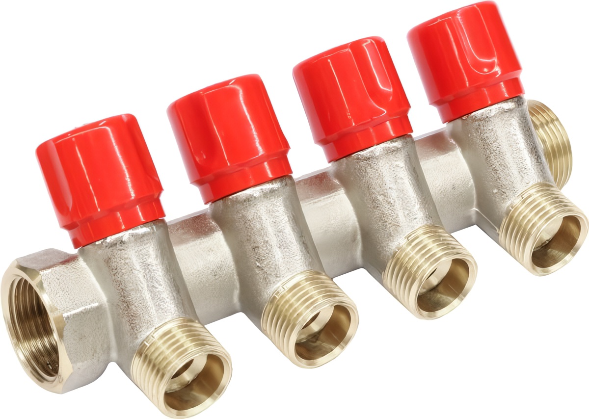 Колектор з вентилями Bianchi Ø3/4″x4x1/2″ I=36 мм red (204B05047A)