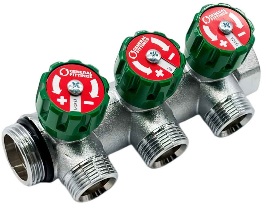 Колектор розподільчий General Fittings Flexus 90° 1"x3/4" EK 3 виходи (6300R8C1005V3A)