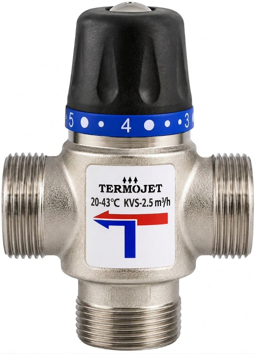 Термостатичний триходовий змішувальний клапан Termojet 1", kvs 2.5, 20-43 °C (TMV231)