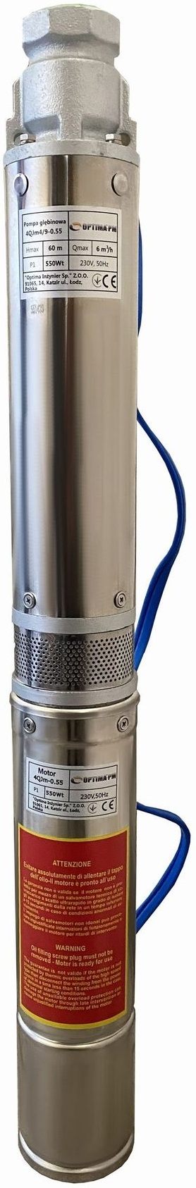 Свердловинний насос Optima PM 4QJm4/9 + 1,5 м кабель (000017625)