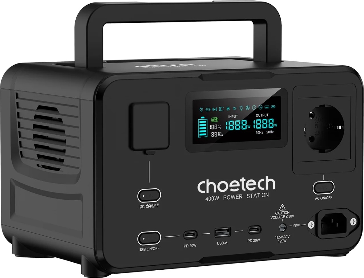 Портативна зарядна станція Choetech BS007 (BS007-EU-BK) 400Вт / 256Вт*год