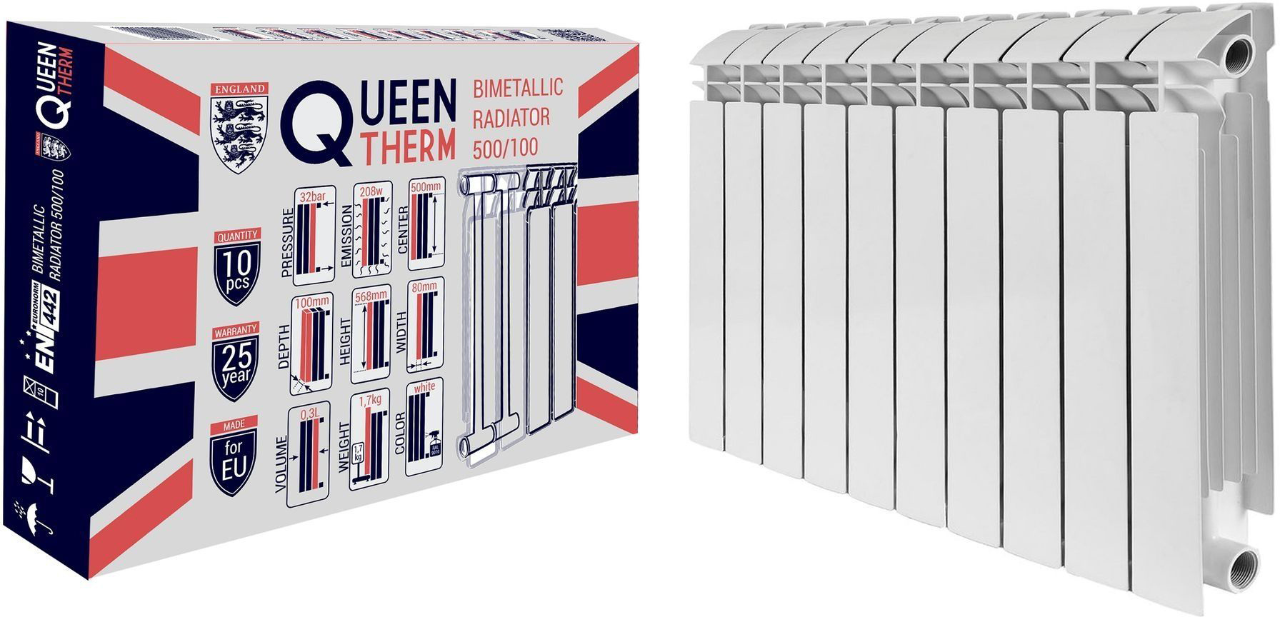 Радіатор для опалення Queen Therm 500/100 (7 секцій)