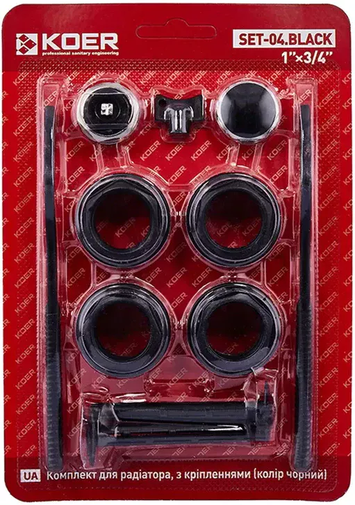 Монтажний комплект Koer SET-03.Black 1/2" з кріпленнями (KR5187)