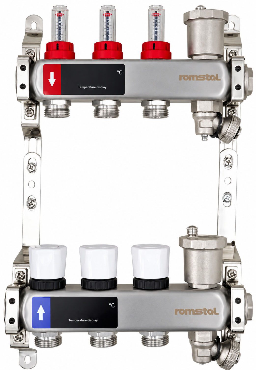 Колектор з витратомірами Romstal EcoHeat 300 1" x 3/4" на 3 контури (40EH0003)