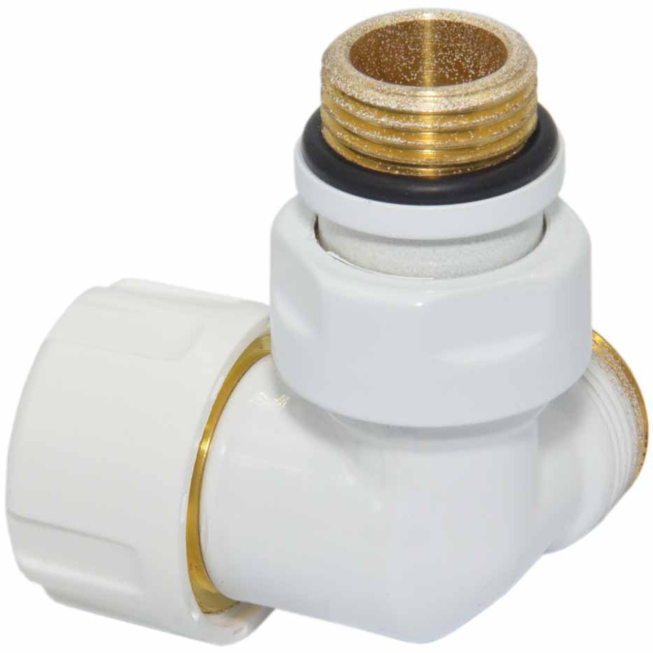 Термостатичний клапан трьохосьовий Carlo Poletti First Corner 1/2" x 24-19 DX, White (V175111EFDX)
