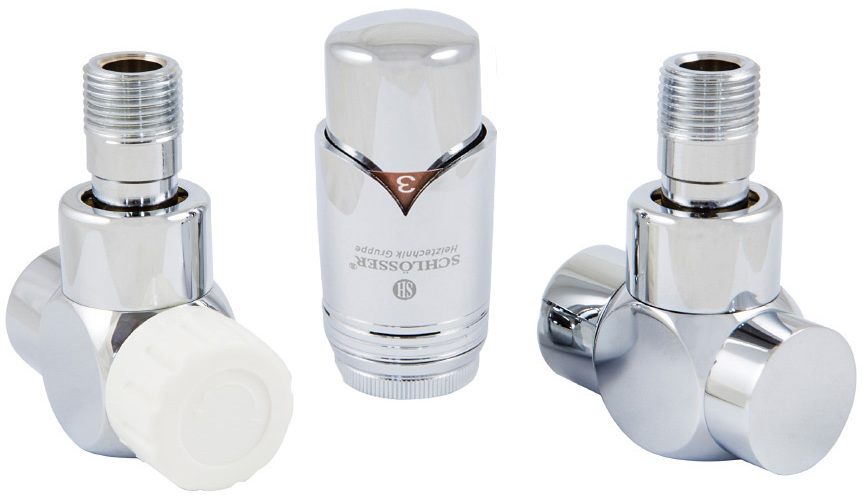 Комплект термостатичний Schlosser Exclusive GZ 1/2" x 15 mm Cu, кутовий, хром (601700104)
